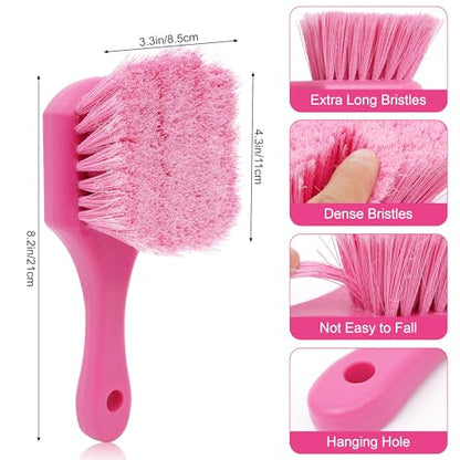 Pink Tire Brush for Women – 8.2" Soft Flagged-Tip Tire Cleaning Brush, Gentle on Wheels & Rims, Cars, Trucks & Motorcycles