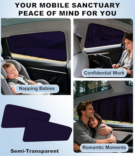 XCBYT Car Window Shades for Tesla Model Y 2020-2024 (Not for 2025 2026 Model Y Juniper) | Static Cling Rear Side Sun Shade, UV & Heat Blocking, Privacy Protection, Easy On & Off - size: Model Y(2020-2024) - 2PCS