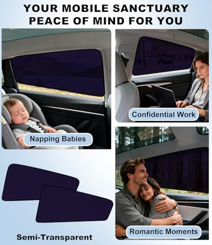 XCBYT Car Window Shades for Tesla Model Y 2020-2024 (Not for 2025 2026 Model Y Juniper) | Static Cling Rear Side Sun Shade, UV & Heat Blocking, Privacy Protection, Easy On & Off - size: Model Y(2020-2024) - 2PCS