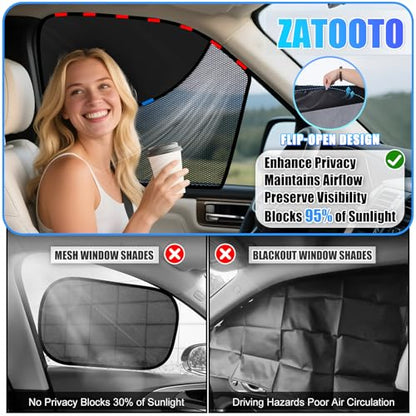 ZATOOTO Car Window Shades Upgraded Driver Side Window Shade with Blackout Layer Foldable Desgin Adjustable Half-Blackout & Mesh Design Just Snap by Magnet Universal for Most Cars - color: Gray
