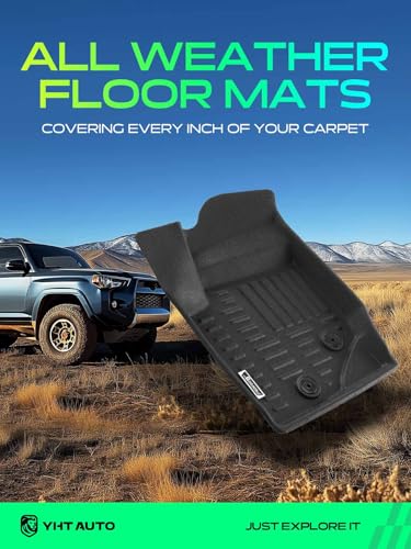 YHTAUTO Floor Mats Compatible with 2003-2014 Volvo XC90, TPE Floor Liners All-Weather Protection Custom Fit, 1st & 2nd Row, Set of 4 Black
