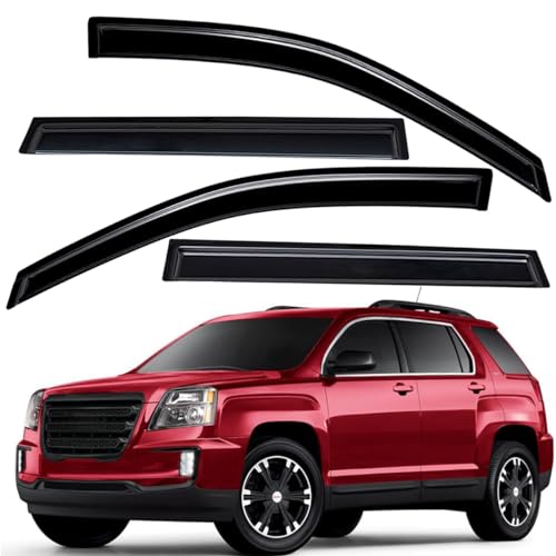 Lightronic Extra Durable Outside-Mount Auto Vent Window Visor, Fits 2010-2017 GMC Terrain, UV Protection Rain Guard, Original Wind Deflector, No-Drill Easy Install, Dark Smoke, 4-Pcs - size: Outside Mount