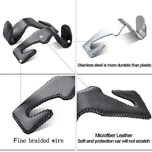 yicheyiyou Car Hooks Universal Car Vehicle Back Seat Headrest Hanger Holder Hook Microfiber Leather & Stainless Steel for Bag Purse Cloth Drink Grocery (Black red)… - color: Black red