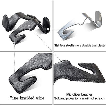 yicheyiyou Car Hooks Universal Car Vehicle Back Seat Headrest Hanger Holder Hook Microfiber Leather & Stainless Steel for Bag Purse Cloth Drink Grocery (Black red)… - color: Black red