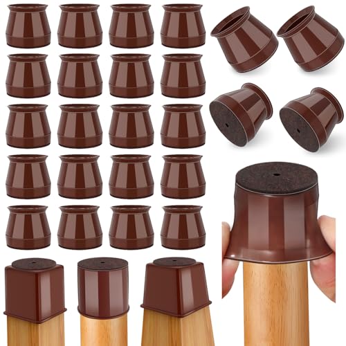 24 Pcs Chair Leg Floor Protectors Round, Silicone Felt Furniture Leg Pads Caps Covers for Hardwood Floors (Fit 1-5/16" to 2") - color: Brown, size: Round L