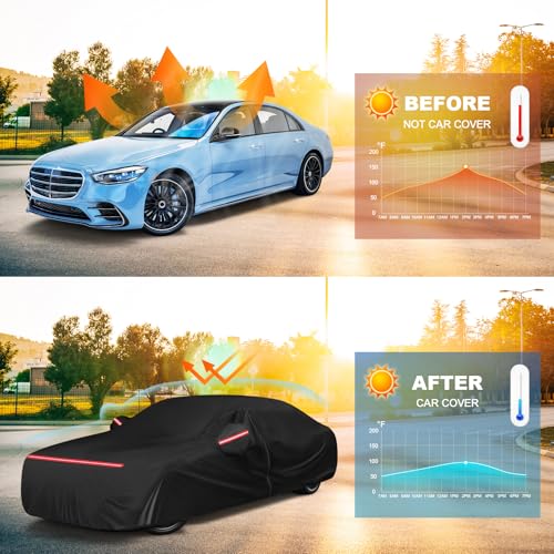 QUNSUNUS Car Cover Compatible with Mercedes-Benz S Class S250 S300 S350 S400 S450 S500 S550 S600 2006-2025, All Weather Waterproof S Class Car Covers with Cotton Lining,Zipper and Straps - color: for S-Class 2006-2025