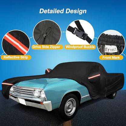QUNSUNUS Car Cover for Chevrolet El Camino 1964-1967 and 1978-1987, Outdoor Waterproof Car Cover with Zipper, All Weather El Camino Car Covers with Wind, Sun, UV and Dust Protection - color: for Chevrolet El Camino