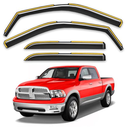 in-Channel Window Rain Guards Fit for Truck Dodge Ram 1500 Crew Cab 2009-2018/Ram 2500&3500 2010-2025 Crew Cab Extra Durable Window Deflectors Window Visors Vent Visors Vent Shades Accessories - size: Fit for 2009-2018 RAM Crew Cab Mega Cab