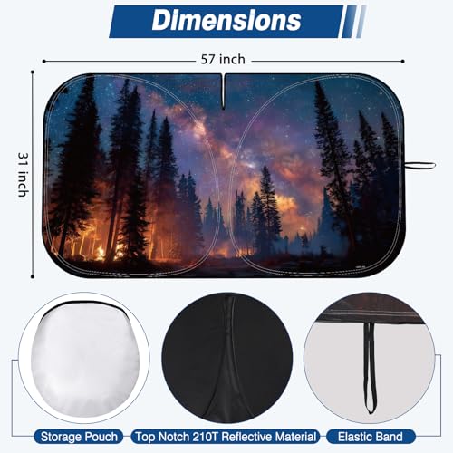 Car Windshield Sun Shade - Reflector Sunshade Offers Ultimate Protection for Car Interior, Cool Reflective Sun Blocker Fits Small Sedans, Mini SUVs - color: Starry Purple Sky
