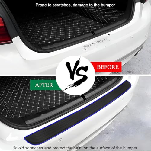 Car Rear Bumper Protector Guard, Anti-Scratch Auto Trunk Door Entry Protection Strip, Non-Slip Rubber Bumper Protective Cover Guard for Most Cars Trucks SUVs (Black & Blue, 35") - color: Black & Blue, 35"