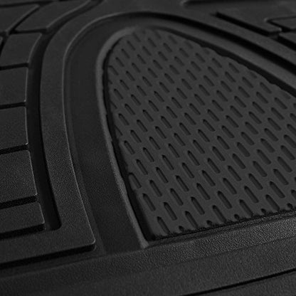 FH Group Premium Liners Tall Channel Trimmable All Weather Rubber Full Set Car Floor Mats (Black) w. Trimmable All-Season Cargo Liner (Black) - Universal Fit for Cars Trucks and SUVs - color: Black, style: With Cargo Mats