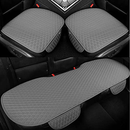 West Llama Pu Leather Car Seat Bottom Covers Protectors Include 1 Pair Front Driver Seat Pad Mat and 1 Rear Bench Cover Universal Fit 90% Vehicles,Gray - color: A-Gray, size: Universal Fit - Full Set