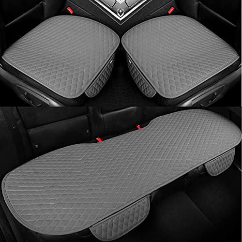 West Llama Pu Leather Car Seat Bottom Covers Protectors Include 1 Pair Front Driver Seat Pad Mat and 1 Rear Bench Cover Universal Fit 90% Vehicles,Gray - color: A-Gray, size: Universal Fit - Full Set