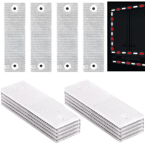 smseace 15Pack White Safety Reflectors Self Adhesive Trailer Reflectors，Car Reflector，Reflectors for Driveway Used for Truck,RVs,Motorcycle,Cars,Bus Safety Reflectors - color: white, size: Rectangle
