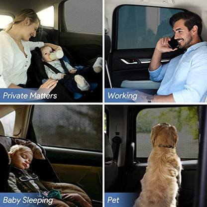 Car Window Shades, 2 Pack Breathable Mesh Side Sun Stretch Screens for Baby/Camping Heat Block UV Protection, Back Covers Car, Truck, SUV, Van-(Large 49"x22") - size: Large