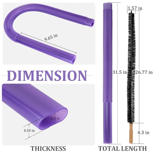 Fullclean Dryer Vent Lint Vacuum Atttachments for Dyson V15 V15s Gen5 V12 V11 V10 V9 V8 V7 Detect Absolute Cyclone Outsize Slim Vacuum Cleaner Crevice Flexible Dryer Lint Remove Tool Cleaner Kit - style: Dryer Hose and Brush Purple