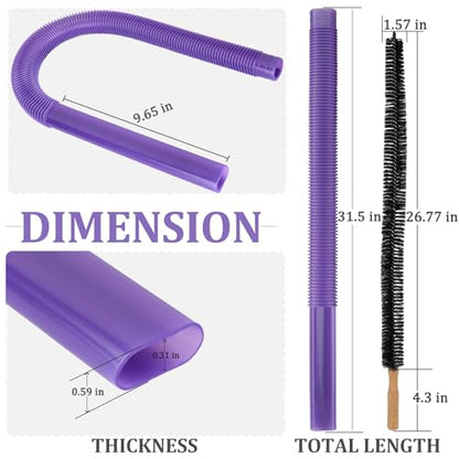 Fullclean Dryer Vent Lint Vacuum Atttachments for Dyson V15 V15s Gen5 V12 V11 V10 V9 V8 V7 Detect Absolute Cyclone Outsize Slim Vacuum Cleaner Crevice Flexible Dryer Lint Remove Tool Cleaner Kit - style: Dryer Hose and Brush Purple