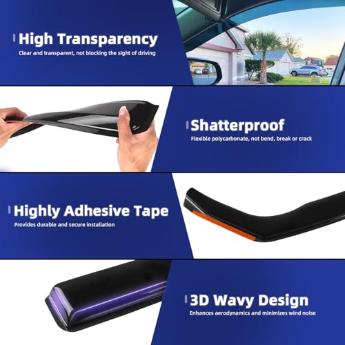 4PCS in Channel Rain Guards Fit for Volkswagen Golf MK5 Hatchback 2004 2005 2006 2007 2008 2009, Vent Window Visors Shades, Side Wind Deflectors, Exterior Car Accessories- 4 PCS - size: For 2004-2009 Golf MK5 Hatchback