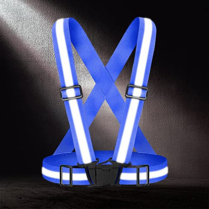 High Visibility Reflective Vest Safety Vest Running Reflective Gear Adjustable Reflective Vest for Walking,Jogging,Hiking,Night Cycling - color: Royal Blue