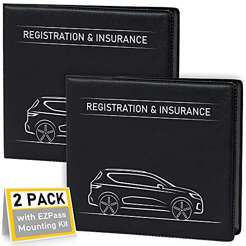 CANOPUS Car Registration and Insurance Holder, Car Document Holder, Vehicle Registration and Insurance Card Holder, Wallet for Auto, Trailer, Motorcycle, Truck, Vehicle Paperwork Organizer (2 Pack) - size: SUV