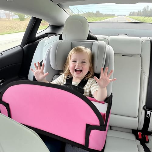 Kids Travel Tray for Airplane - Toddler Car Seat Table Tray, Road Trip Essentials for Boys & Girls, Carseat Lap Desk for Kids Road Trip Activities (Pink-2PCS) - color: Pink-2PCS