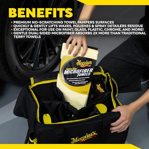 Meguiar's Supreme Shine Microfiber Towels for Cars, Absorbent Ultra-Plush Car Microfiber Towel Set for Effectively Removing Car Care Products Without Leaving Swirls, 3 Pack - size: 3 Microfiber Towels (Pack of 1)