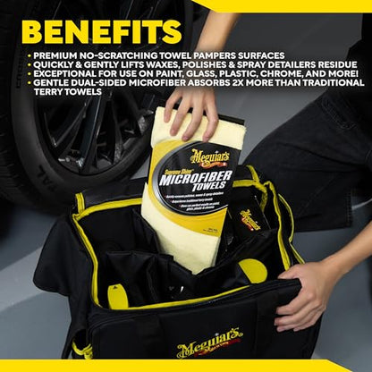 Meguiar's Supreme Shine Microfiber Towels for Cars, Absorbent Ultra-Plush Car Microfiber Towel Set for Effectively Removing Car Care Products Without Leaving Swirls, 3 Pack - size: 3 Microfiber Towels (Pack of 1)
