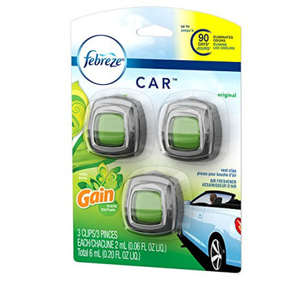 Febreze Car Vent Clip Air Freshener, Gain Original, 0.037 Pound - size: 3 Count (Pack of 1)