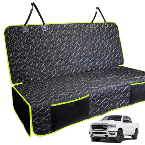 Dog Car Seat Covers for Ford f150/Ram1500/Nissan Frontier/Toyota Tacoma/GMC Canyon/Silverado, Waterproof Pet Back Seat Cover for Trucks, Scratchproof Nonslip Durable Rear Seat Cover for Dogs(Green) - color: Bench-Green