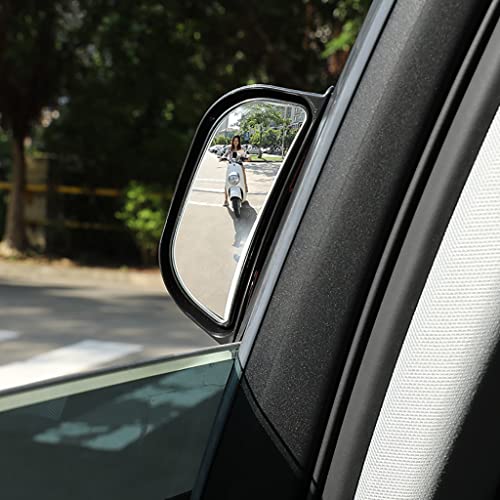 Back Passenger Rear View Mirror Adjustable Blind Spot Mirror,Real Glass,Car SUV Side View Mirror Wide Angle With Convex Surface Stick on B-Pillar for 2nd Row Door Safely Get-Off (Black frame, 1 PC) - size: 1 PC