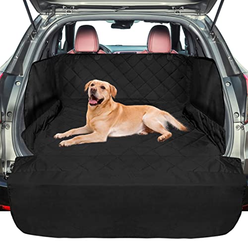 F-color SUV Cargo Liner for Dogs - Waterproof Pet Cargo Liner with Side Flaps, Comfort Dog Cargo Cover with Bumper Flap, Scratchproof Non-Slip Large for Full-Size SUVs Vans, 55 x 93 Inch, Black - color: Black, size: Large Extended (With Flaps) 93"