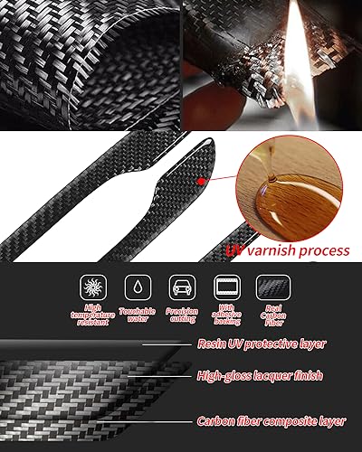 Door Handle Cover, Real Matte Carbon Fiber Door Handle Trim Protector Set Compatible with Tesla Model y Model 3 2017-2025 (4 Pieces) (Glossy Carbon Fiber with drip) - color: Glossy Carbon Fiber with drip