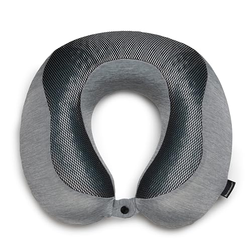 Brookstone Cool Touch Memory Foam Head and Neck Travel Pillow for Vacations, Airplanes, Trains, Buses, and Cars, Dark Grey - color: Dark Grey