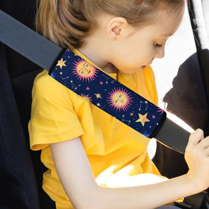 Women's Car Belt Covers, Space Galaxy Constellation Sun Moon Stars Pattern Fashion Cushion Pad Car Shoulder Strap Harness Pad - color: Color354