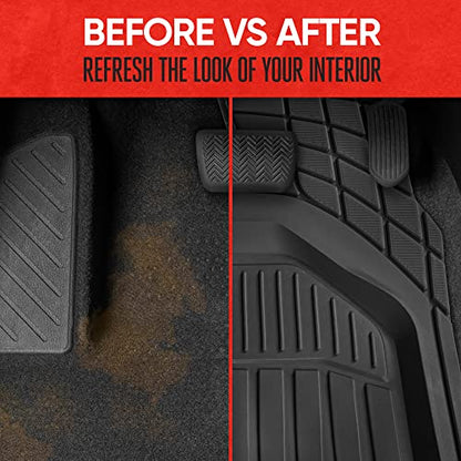 Motor Trend 943-BK FlexTough Defender Car Floor Mats -Next Generation Deep Dish Heavy Duty Contour Liners for Car SUV Truck & Van-All Weather Protection, Trim to Fit Most Vehicles Black - color: Black, style: FlexTough NextGen