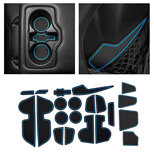 CupHolderHero Compatible with Jeep Compass Accessories 2018-2021 Premium Custom Interior Non-Slip Anti Dust Cup Holder Inserts, Center Console Liner Mats, Door Pocket Liners 21pc Set (Blue Trim) - color: Blue Trim, size: Compass 2018-2021