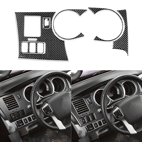 Real Soft Carbon Fiber Car Dashboard A/C Outlet Vent Panel Speedometer Frame Trim Sticker Set Auto Premium Interior Accessories Compatible with Toyota Tacoma 2005-2011 Black - color: Dash Set 6pcs, size: Black Carbon Fiber