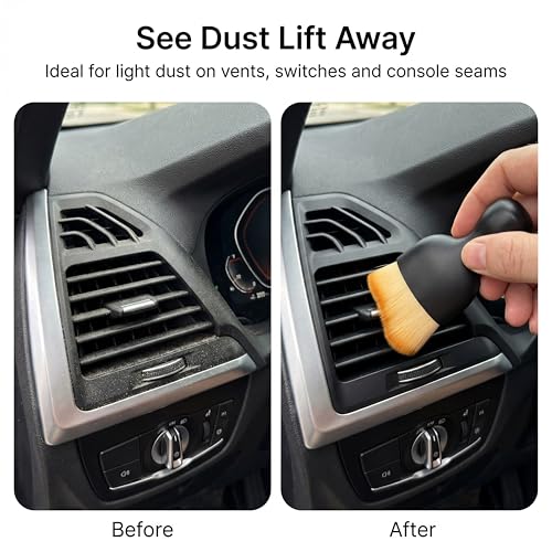 2 PCS Car Interior Detailing Brush, Soft Bristle Car Cleaning Brush for Dashboard, Scratch-Free Car Duster Brush for Auto,Truck,SUV,RV (Black & Yellow)