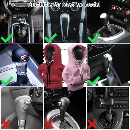 vvag Gear Shift Hoodie, Hoodie Car Gear Shift Cover, Car Shift Knob Hoodie, Automotive Interior Accessories, Universal Fit Knob Cover Gift (Red+Pink) - color: Red+Pink