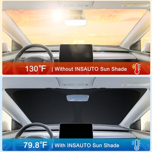 INSAUTO Custom Fit Windshield Sun Shade Accessories for Honda Fit 2007-2020, Foldable Front Window Sunshade, UV & Heat Reflector, Keeps Interior Cool, Includes Storage Bag - size: for 2007-2020 Honda Fit