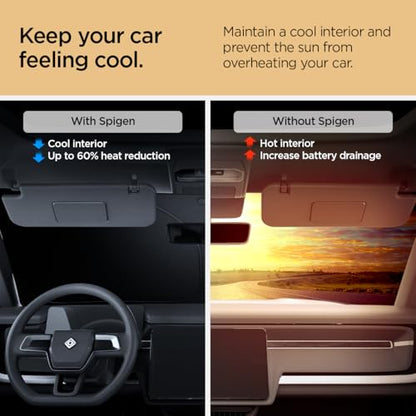 Spigen Triple-Coated CryoShade Front Windshield Sunshade (Reinforced Velcro Strap) Designed for Rivian R1T & R1S - size: Rivian R1s/R1t