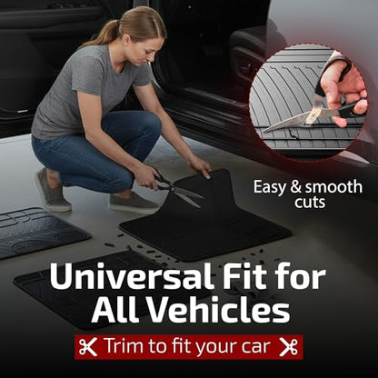 Gledring USA Universal Floor Mats for Cars, Trucks, & SUVs - Trim-to-Fit All Weather Rubber Car Floor Mat - Full Set Front & Rear Car Mats with Non-Slip Grip - Easy to Clean (4-Pieces)
