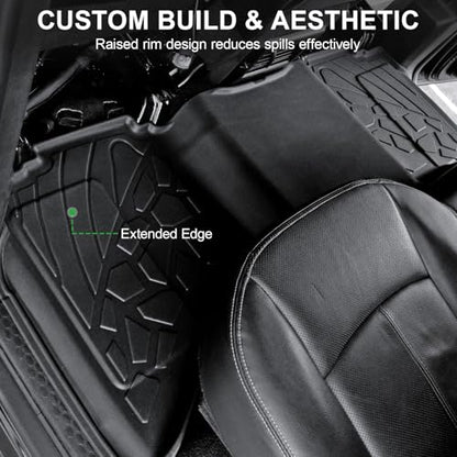Floor Mats for 2019-2024 Ram 1500 (Only Classic Body) Crew Cab 2013-2018 1500/2500/3500 Crew Cab, TPE All Weather Durable Floor Liners Door Sill Guards for Ram 1500 Classic - size: 2019-2024 | For Dodge Ram 1500 Classic