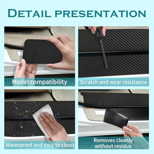 Bilisin 9PCS Car Door Sill Protector Compatible with Toyota RAV4 4th Gen 2016-2019,Carbon Fiber Leather Auto Trunk Door Sill Entry Guard Scratch Protector Accessories - size: for RAV4 4th Gen 2016-2019