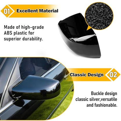 Moonlinks Mirror Cover Replacement Compatible With Nissan Altima 2.5L 2007 2008 2009 2010 2011 2012, Glossy Black Left Driver Side Clip-on Mirror Cap WITHOUT Turn Signal, Replace for 96302-JB13E - color: Left Black