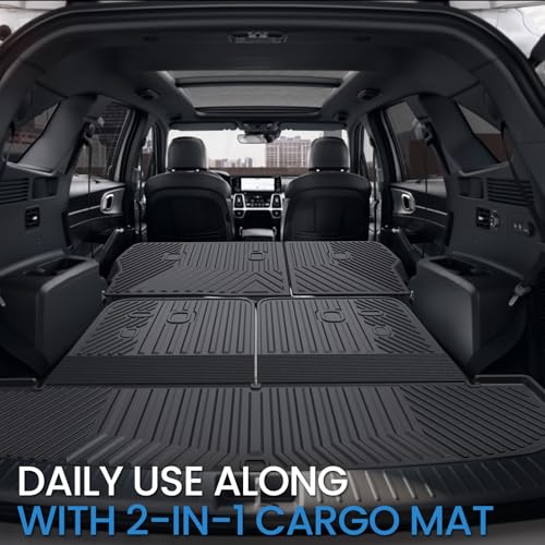 Backrest Mats Kick Mats for 2021-2024 2025 2026 Kia Sorento 7 Seats Bench Seat Car Mat Accessories, All Weather TPE Seat Back Cover Protector(2nd Row Kick Mats 7 Seats) - style: 7 Seats 2nd Row Kick Mats