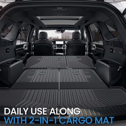 Backrest Mats Kick Mats for 2021-2024 2025 2026 Kia Sorento 7 Seats Bench Seat Car Mat Accessories, All Weather TPE Seat Back Cover Protector(2nd Row Kick Mats 7 Seats) - style: 7 Seats 2nd Row Kick Mats