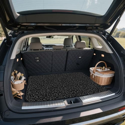 Universal Car Trunk Mat 29" x 39", Dense Black Leopard All Weather Trunk Protection Cargo Liner, Durable Cargo Mat Rear Trunk Liner,Stylish Vehicle Interior Accessories Suitable for Most Car Models - color: Dense Black Leopard