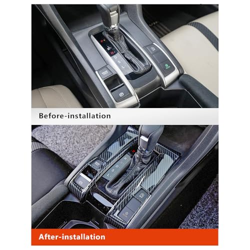 YINGTUU for Honda Civic Accessories 10th Gen 2016 2017 2018 2019 2020 2021 Gear Shift Panel Cover Carbon Fiber Pattern - color: Gear Shift Panel, E