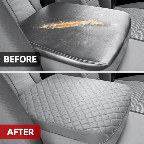 Center Console Cover Fit for 2002-2012 Ram 1500 2500 3500 Jump Seat Console, Comfortable Armrest Cover Protector Customized Car Accessories, Armrest Cushion Pad with Hidden Pocket (Gray) - style: B: Jump Seat Console 2002-2012 Ram Gray Leather（with Back P